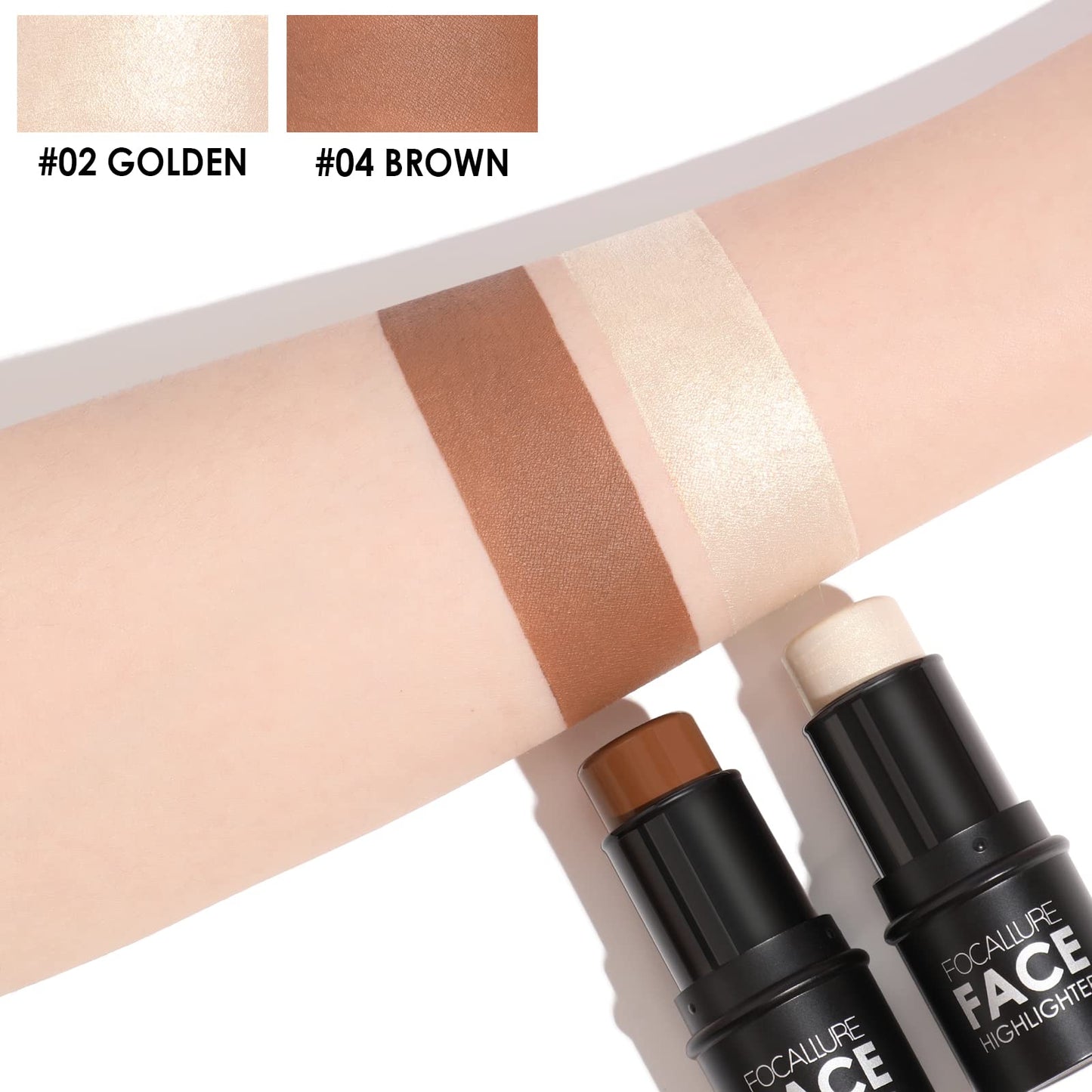 FOCALLURE 2 Pcs Contour Foundation Stick, Highlighter & Bronzer Pen, Face Brightens & Shades Pencil, Highlighting Shade Longwear Makeup, Highlight Beauty & Personal Care FOCALLURE