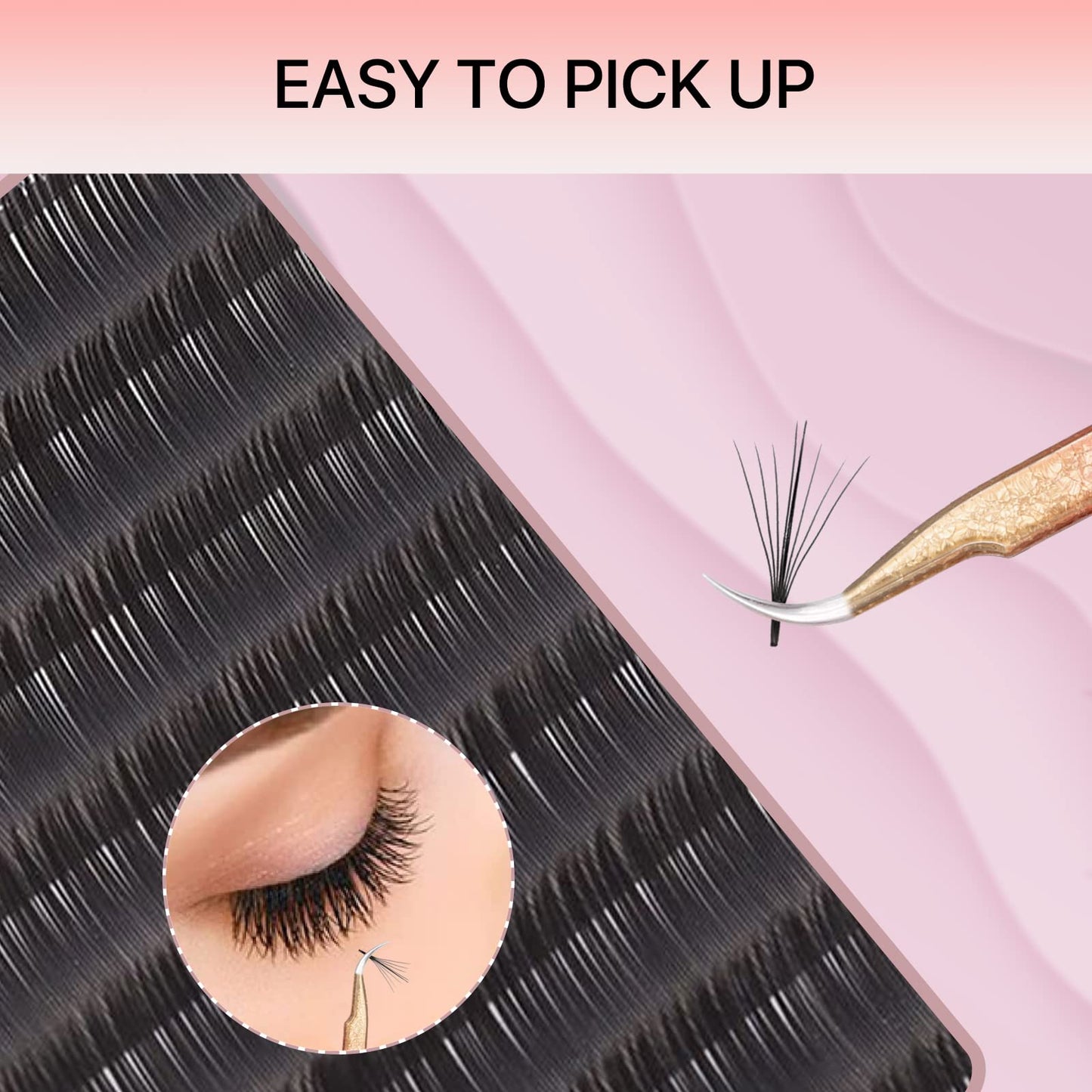 Miuffue Curved Eyelash Extension Tweezers Gold Pink Gradient Ice Crack Precision Stainless Steel Lash Extension Tweezers for Making Volume And Classic Beauty and Personal Care Miuffue