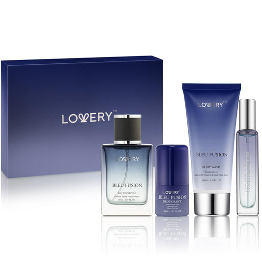 Blue Fusion Perfume for Men, Mens Cologne Set 4 in 1 Perfume Set & Colognes Gift Set - 4 Piece Parfum, Antiperspirant Deodorant Stick, Body Lotion Beauty & Personal Care LOVERY