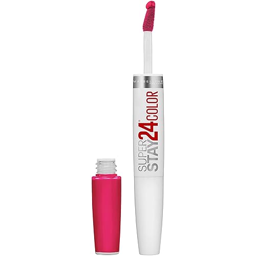 Maybelline Super Stay 24, 2-Step Liquid Lipstick Makeup, Long Lasting Highly Pigmented Color with Moisturizing Balm, Crisp Magenta, Neon Pink, 1 Count Beauty & Personal Care MAYBELLINE