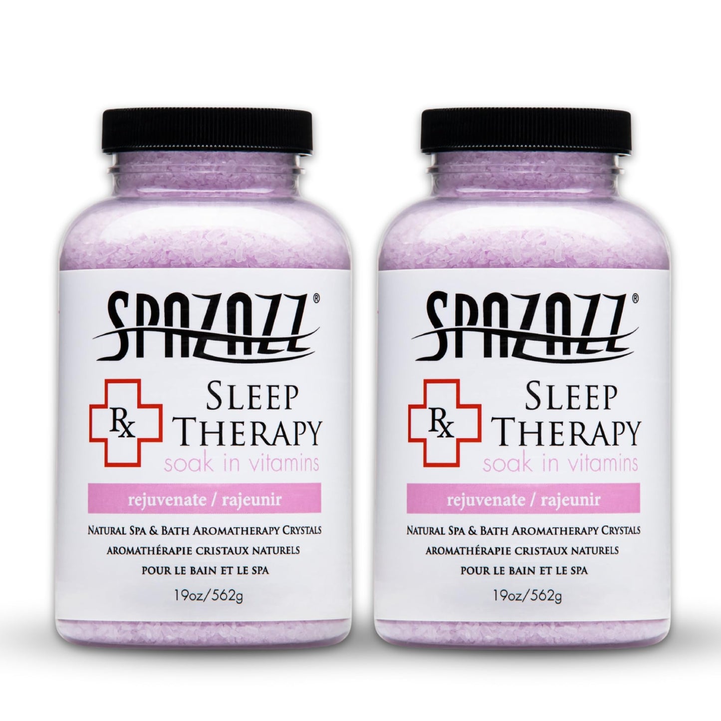 Spazazz RX Sleep Therapy Aromatherapy Bath Salt Crystals 2-Pack (19 Oz Each) - Spazazz Aromatherapy Bath Salts for Hot Tubs & Baths, Safe for All Spas Beauty and Personal Care Spazazz