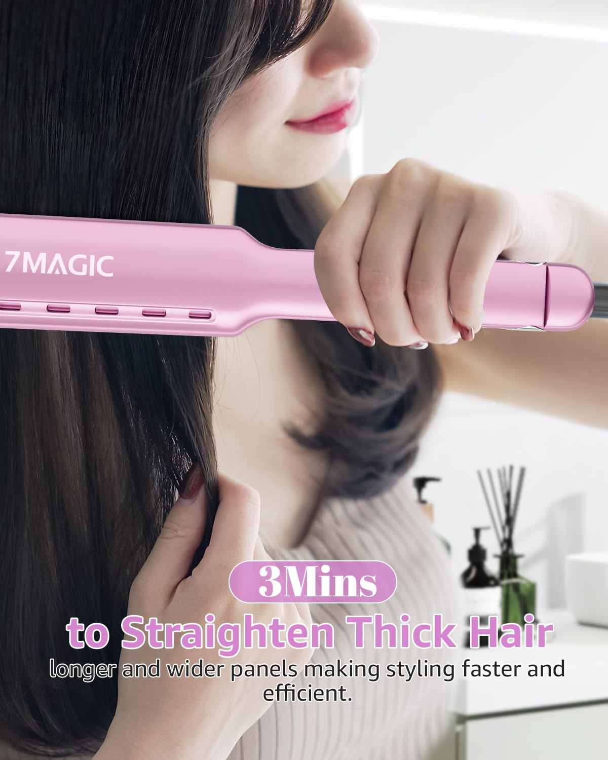 7MAGIC Nano Titanium 1.7" Flat Iron Hair Straightener for Thick Hair,Purple