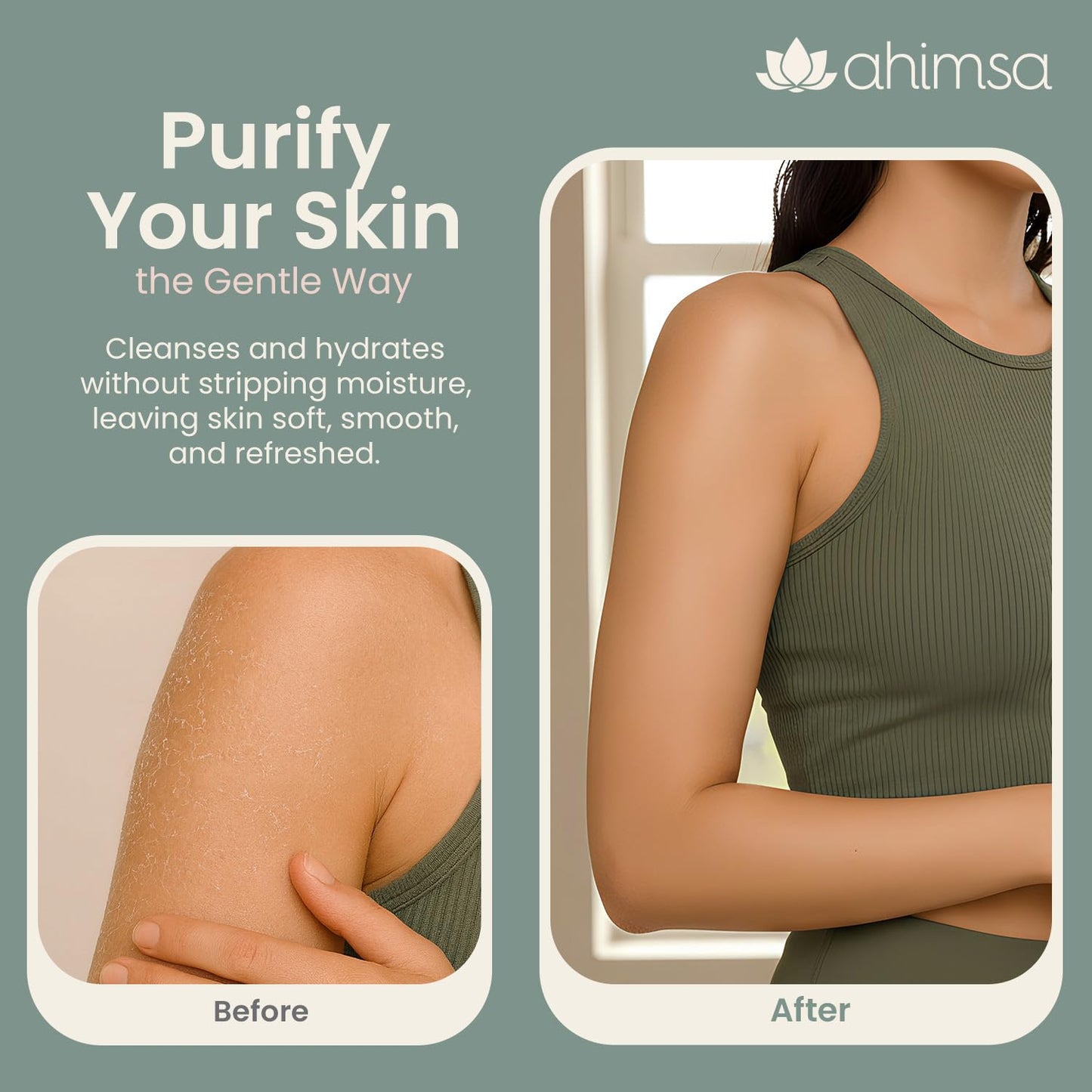 Ahimsa Gentle All Natural Body Wash for Women, Moisturizing Body Wash Sensitive Skin, Dry Skin & All Complexions, Invigorating Spearmint & Ginger Beauty & Personal Care Ahimsa