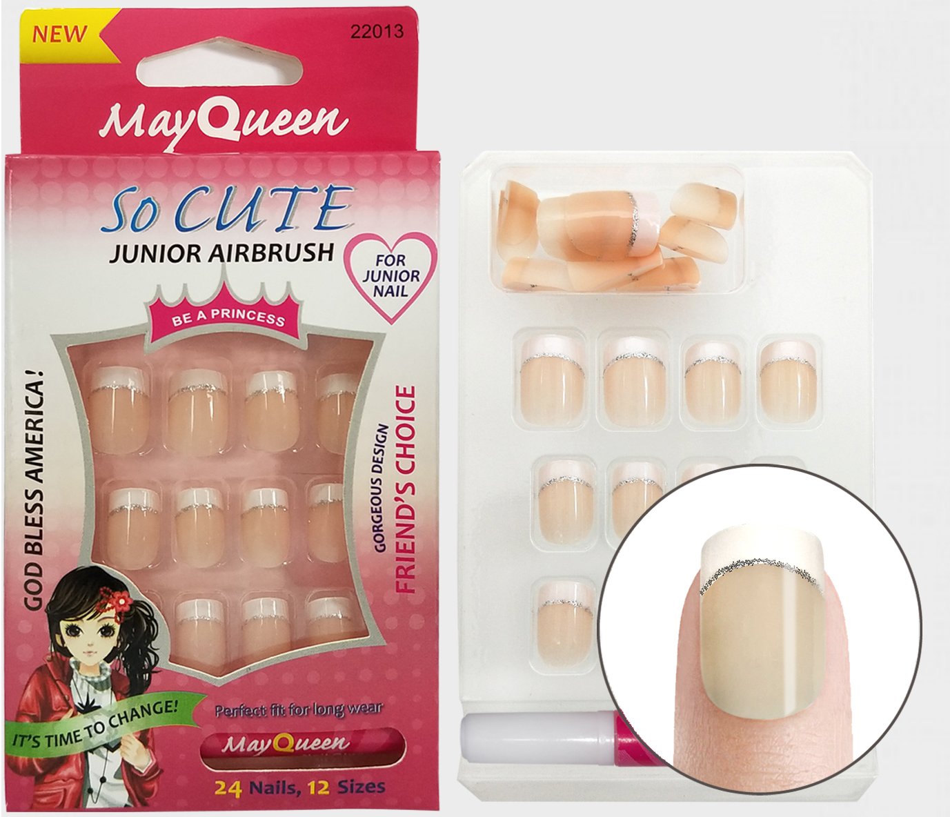 Beautia 3PACK 72tips So Cute Junior False Fake Nails With Glue for Kids Beauty & Personal Care Beautia