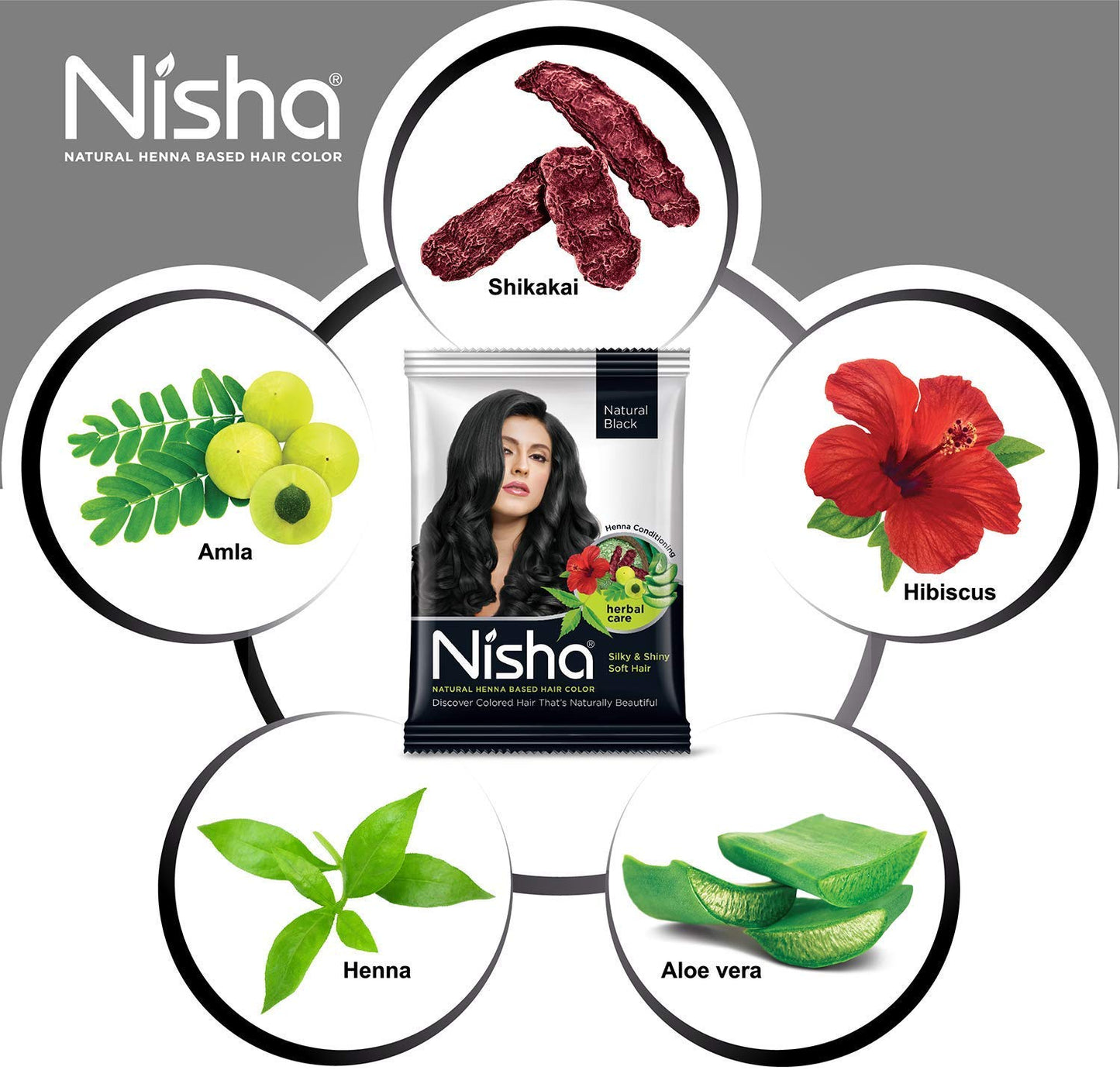 Nisha Henna Based Color Dye For Hair (0.3 Ounce (Pack of 6), Natural Black) Beauty & Personal Care Nisha
