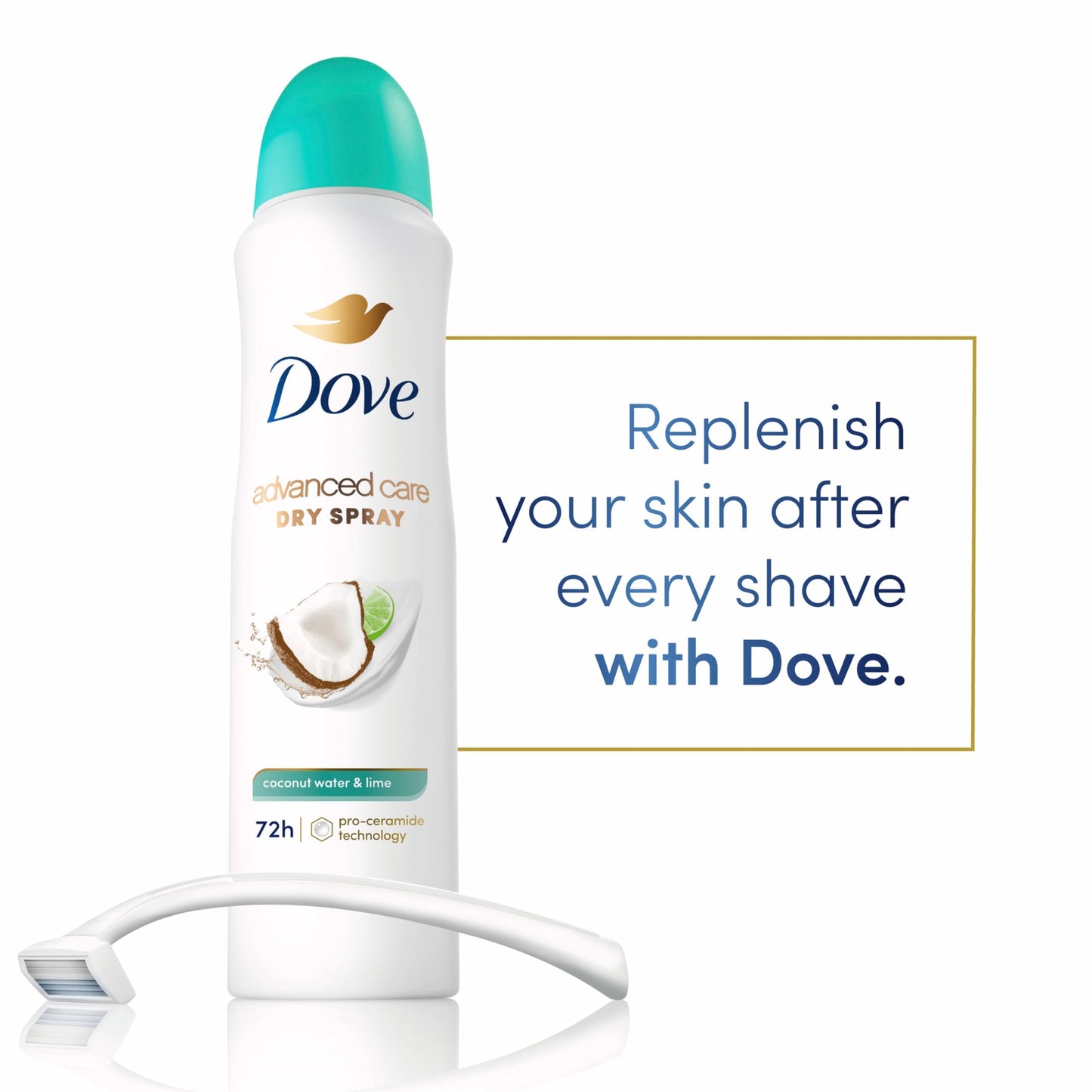 Dove Antiperspirant Deodorant Dry Spray Coconut Water & Lime scent 3ct skin repair after shaving with odor control & sweat protection Pro Ceramide Beauty and Personal Care Dove