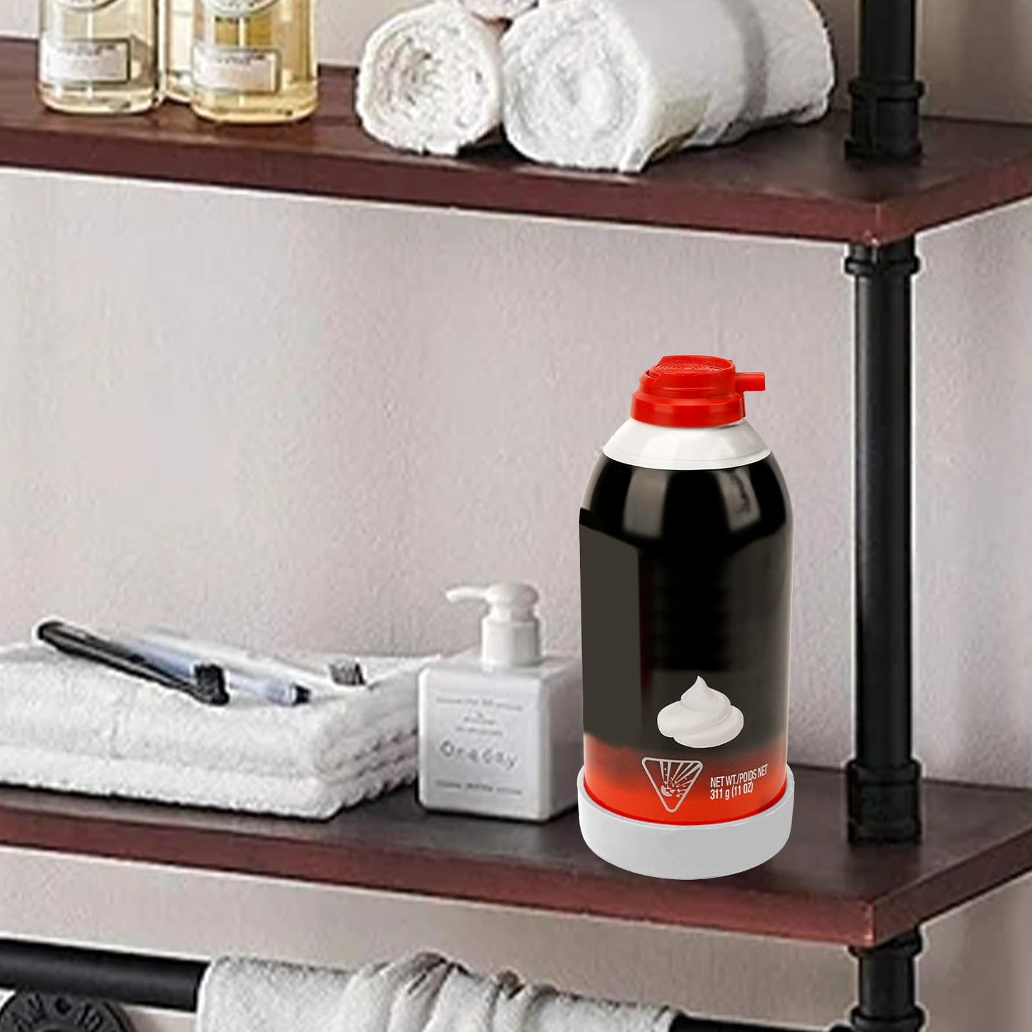 Linkidea 2 Pack Silicone Shaving Can Holder, 2.5" Anti-Rust Stand for Shaving Gel & Foam Cans, Bathroom Countertop Protector, Compatible Beauty and Personal Care Linkidea