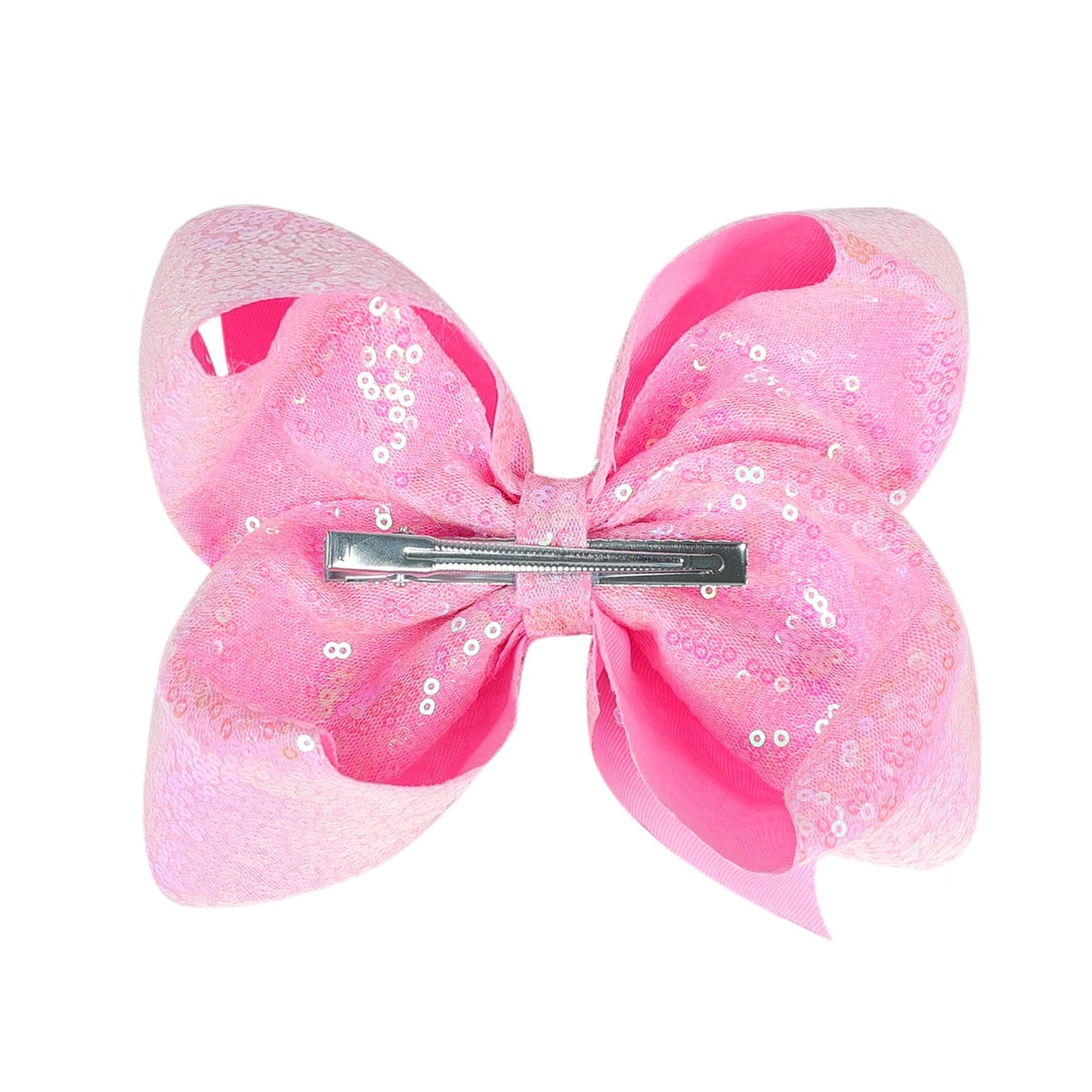 AMYDECOR 8 Inch Hot Pink Sparkly Glitter Sequin Hair Bows for Girls Beauty & Personal Care AMYDECOR