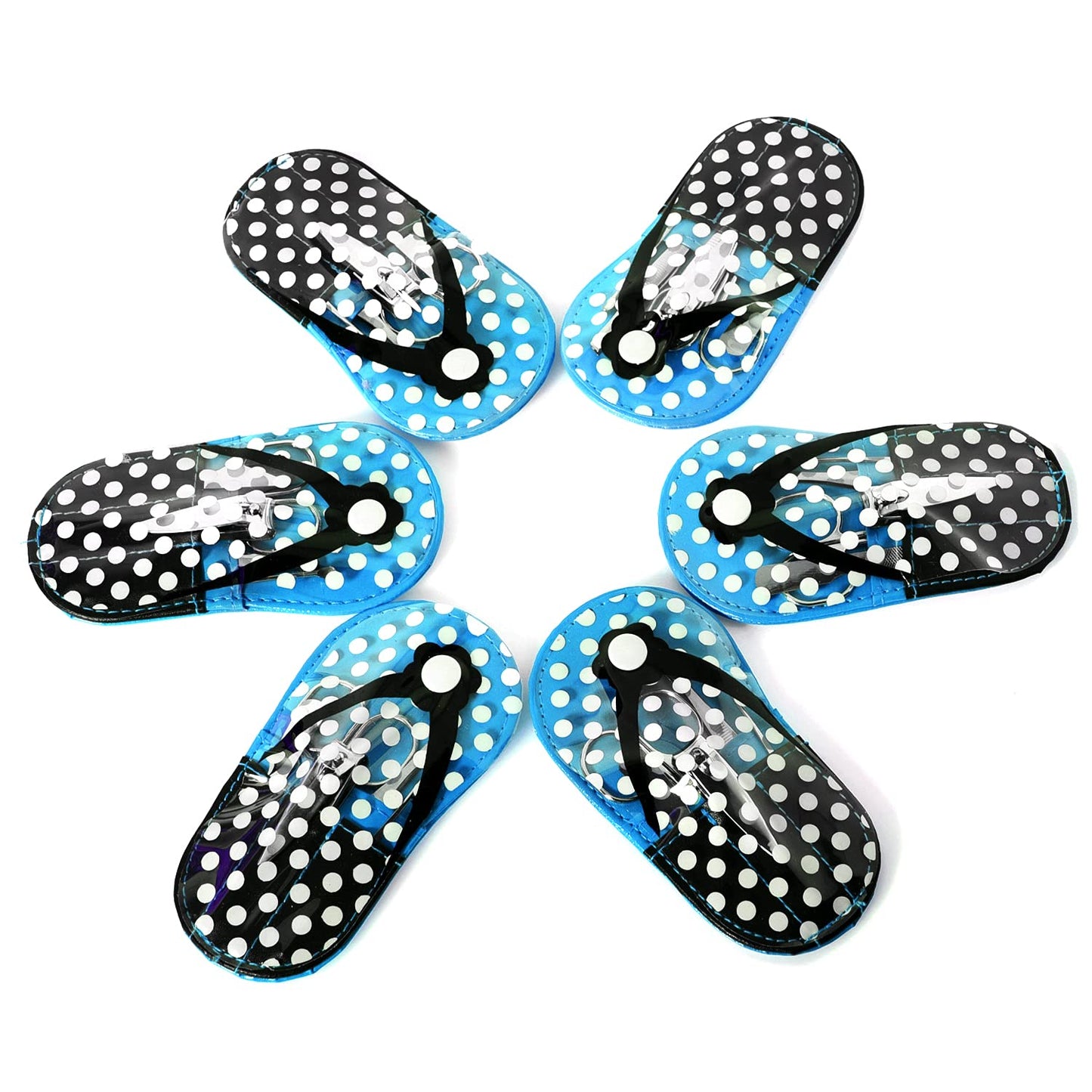 Spove Polka Dot Flip Flop Manicure Sets Manicure Kit Personal Care pack of 6 Blue Beauty & Personal Care SPOVE