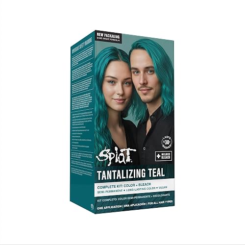 Splat Tantalizing Teal Semi Permanent Hair Dye Kit with Bleach, 1 Application, Includes Teal Hair Dye, Oxide & Bleach Powder, Vegan & Cruelty Free Beauty & Personal Care Splat