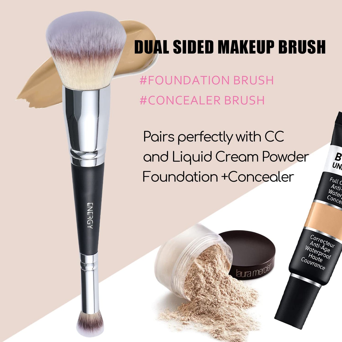 ENERGY Foundation Brushes for Liquid Foundation Makeup Brushes Dual-ended Foundation Brush Concealer Brush Under Eye Ideal for Liquid, Cream Beauty & Personal Care ENERGY