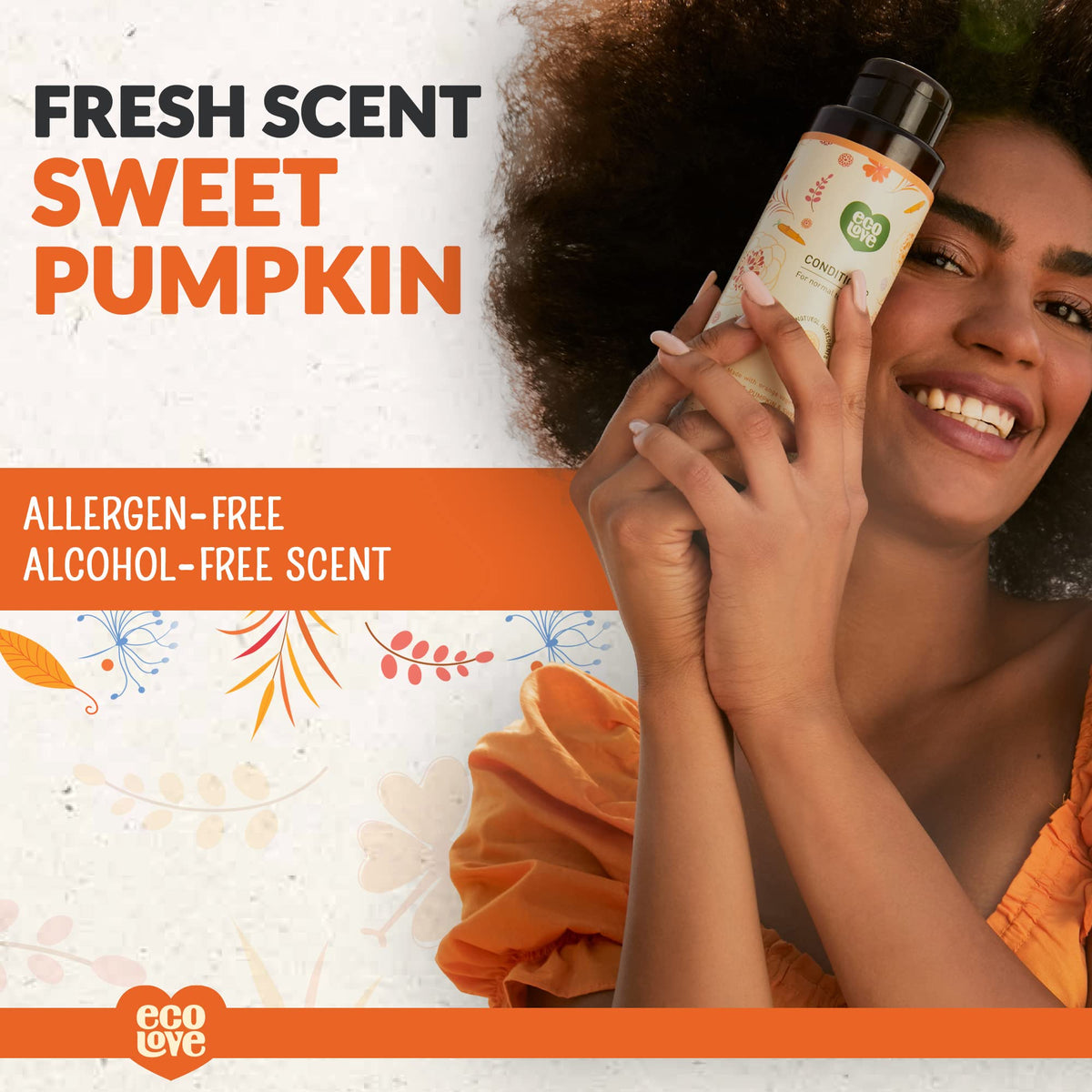 ecoLove - Natural Conditioner for Dry, Damaged Hair and Color Treated Hair - No SLS or Parabens - With Natural Carrot and Pumpkin Extract - Vegan Beauty & Personal Care ecoLove