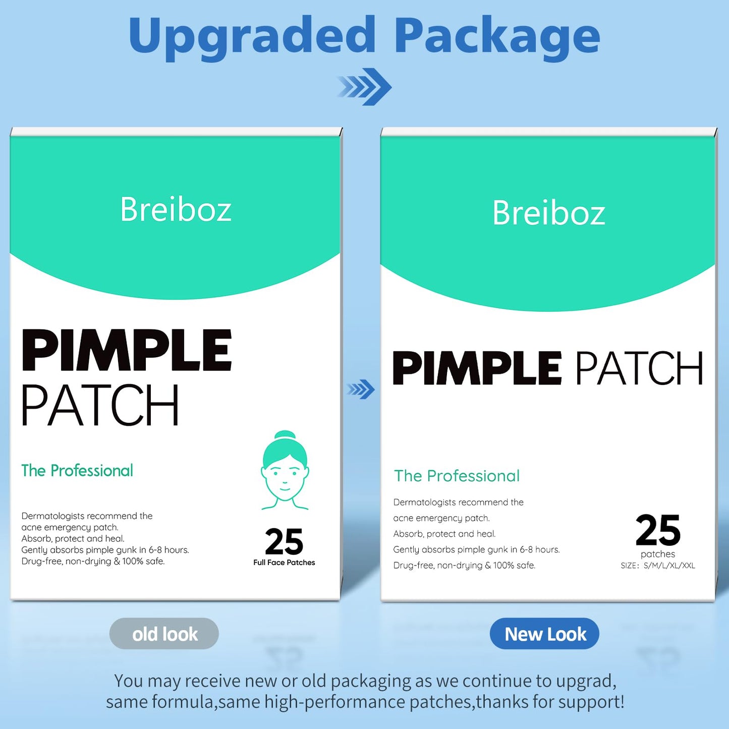 Full Face Pimple Patches (5 Pack, 25 Patches),XL Hydrocolloid Acne Patches for Whole Face,Nose,Chin,Forehead,Cheeks w/Tea Tree Oil&Salicylic Beauty & Personal Care Breiboz