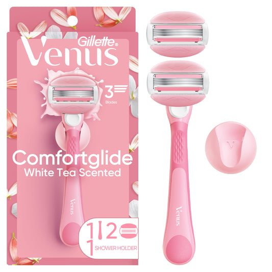 Gillette Venus ComfortGlide Razor for Women, White Tea Scented Gel Bars, Includes 1 Reusable Razor Handle + 2 3-Bladed Razor Refills, Women's Razor Beauty and Personal Care Gillette Venus