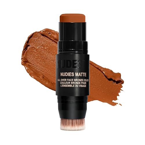 Nudestix Nudies Bronze All Over Matte Bronzing Stick - 3-in-1 Cream Bronzer for Cheeks, Eyes & Lips with Built-In Brush | Natural Contour & Sun-Kissed Beauty & Personal Care Nudestix