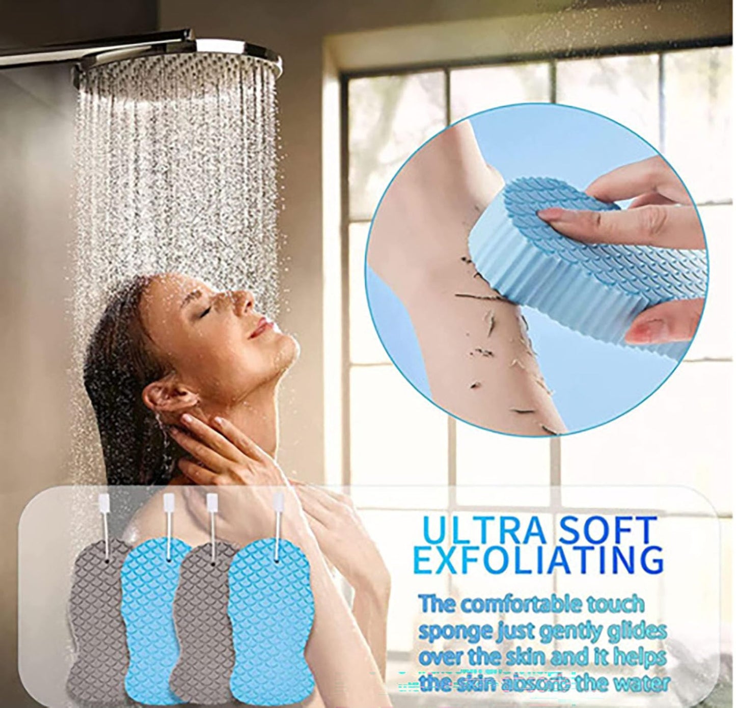 Magic Exfoliating Bath Sponge,Ultra Soft Bath Body Shower Sponge,Super Soft Exfoliating 3D Bath Sponge,Remove Calluses & Dead Skin Sponge for Shower Beauty and Personal Care Cmeilau