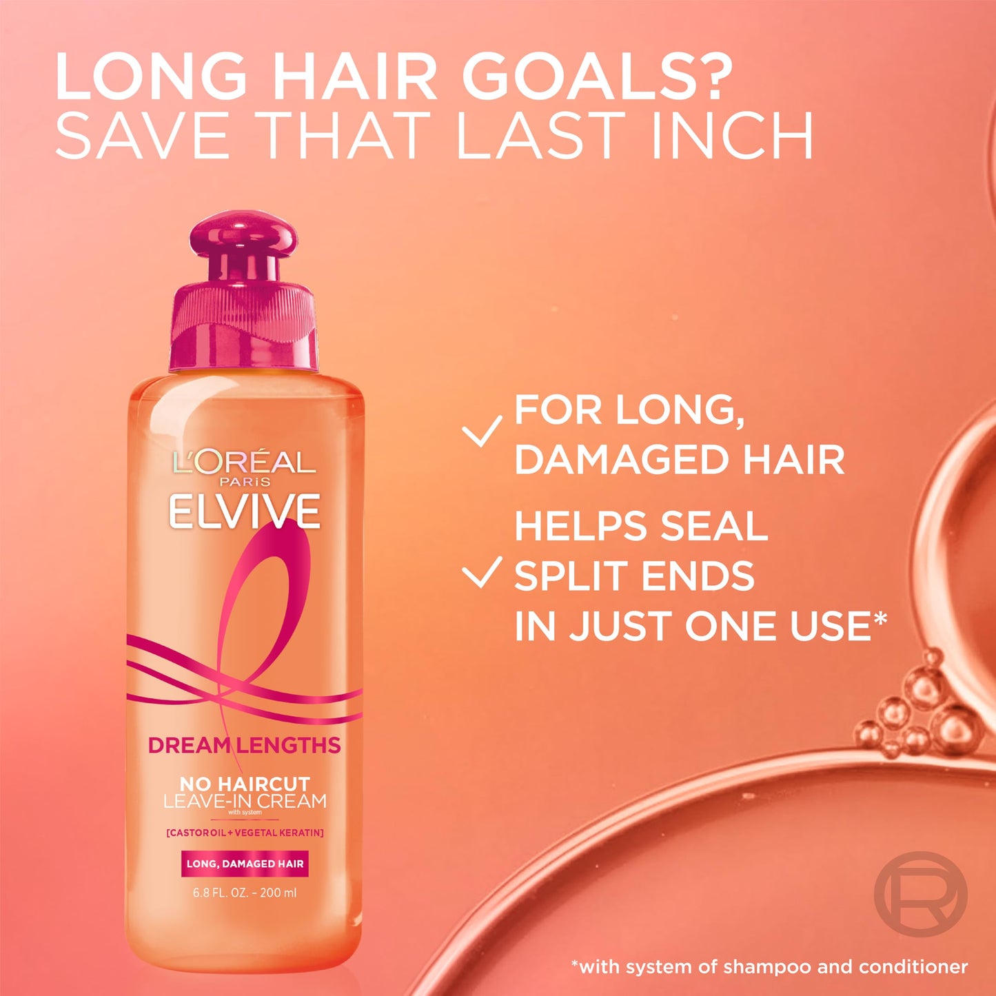 L'Oreal Paris Elvive Dream Lengths No Haircut Cream Leave In Conditioner, 6.8 fl. oz. Beauty & Personal Care L'Oreal Paris