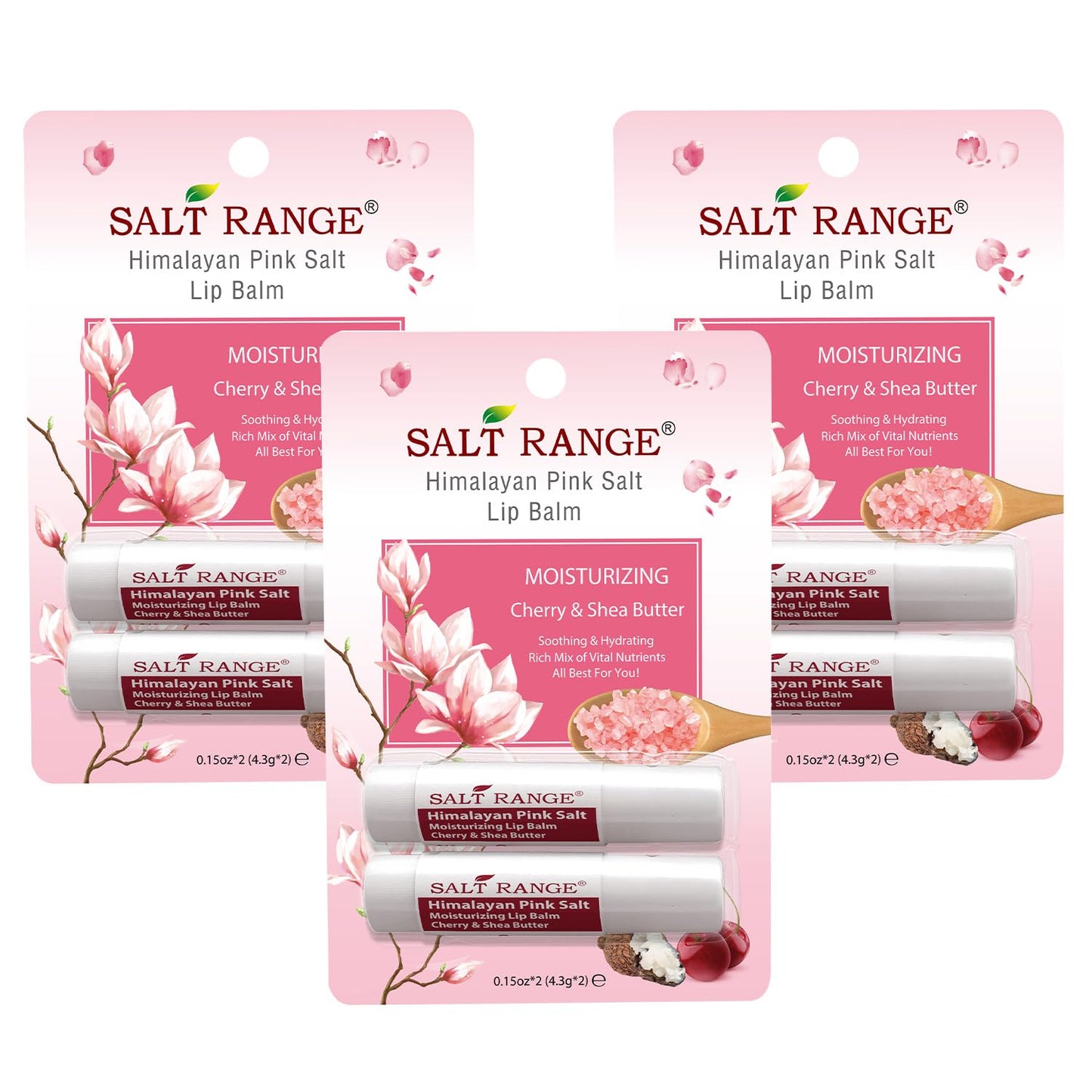 Natural Solution Lip Balm, Formulated with Cherry & Organic Shea Butter, Moisturizing Lip Care Multipack, Hydrating Moisturizer for Dry Lips, Organic Beauty & Personal Care Salt Range