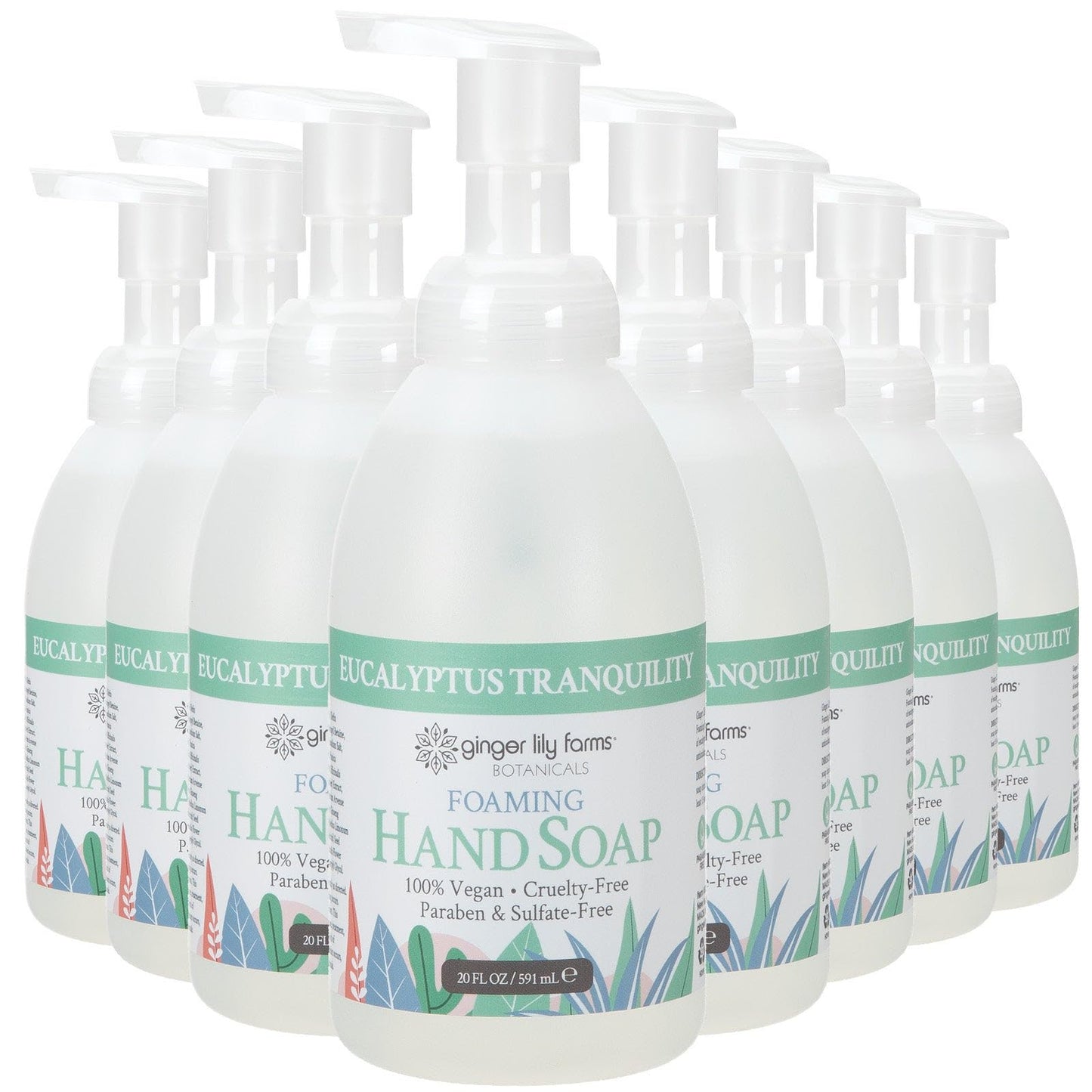 Ginger Lily Farms Botanicals All-Purpose Foaming Hand Soap Refill, 100% Vegan & Cruelty-Free, Eucalyptus Tranquility Scent, 20 Fl Oz (Pack of 8) Beauty & Personal Care Ginger Lily Farms