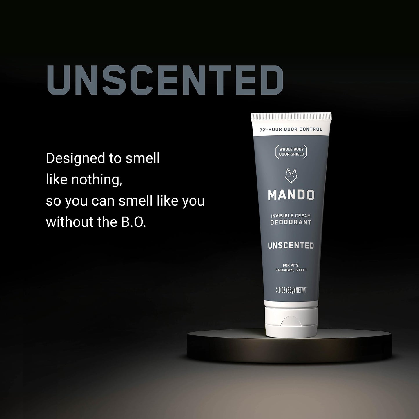 Mando Whole Body Deodorant For Men - Invisible Cream - 72 Hour Odor Control - Aluminum Free, Baking Soda Free, Skin Safe - 3 Ounce Tube (Unscented) Beauty and Personal Care Mando