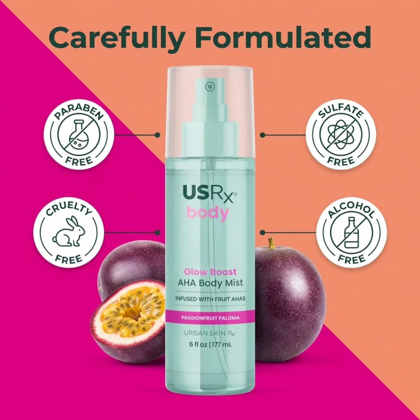 Urban Skin Rx Glow Boost AHA Body Mist, Helps Smooth, Gently Exfoliate, and Boost Radiance, Mood-Boosting Scent, Hydrate, Soothe, and Refresh Beauty & Personal Care Urban Skin Rx