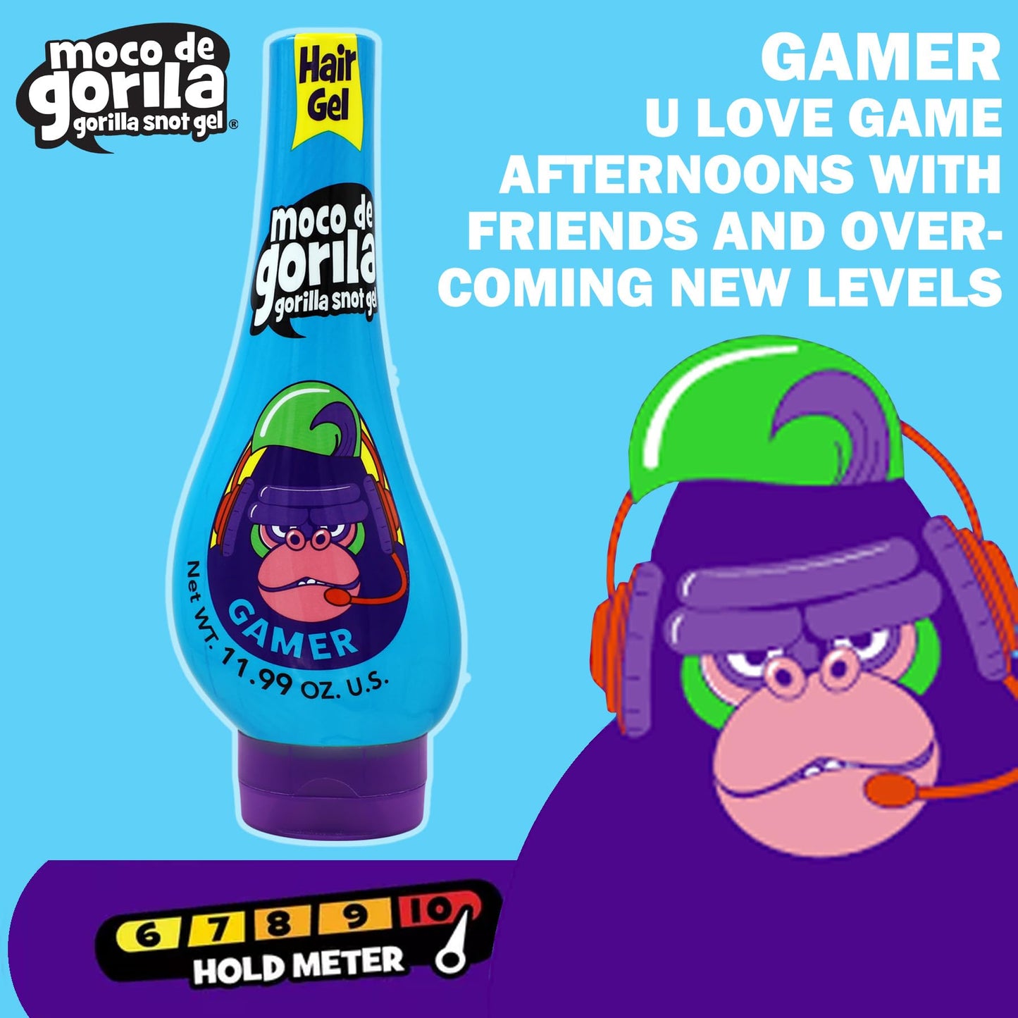 Moco de Gorila Gamer Hair Styling Gel, Long-Lasting Hold, Reactivatable with Water, 11.92 Oz Squeezable Bottles (Pack of 3) Beauty & Personal Care Moco de Gorila