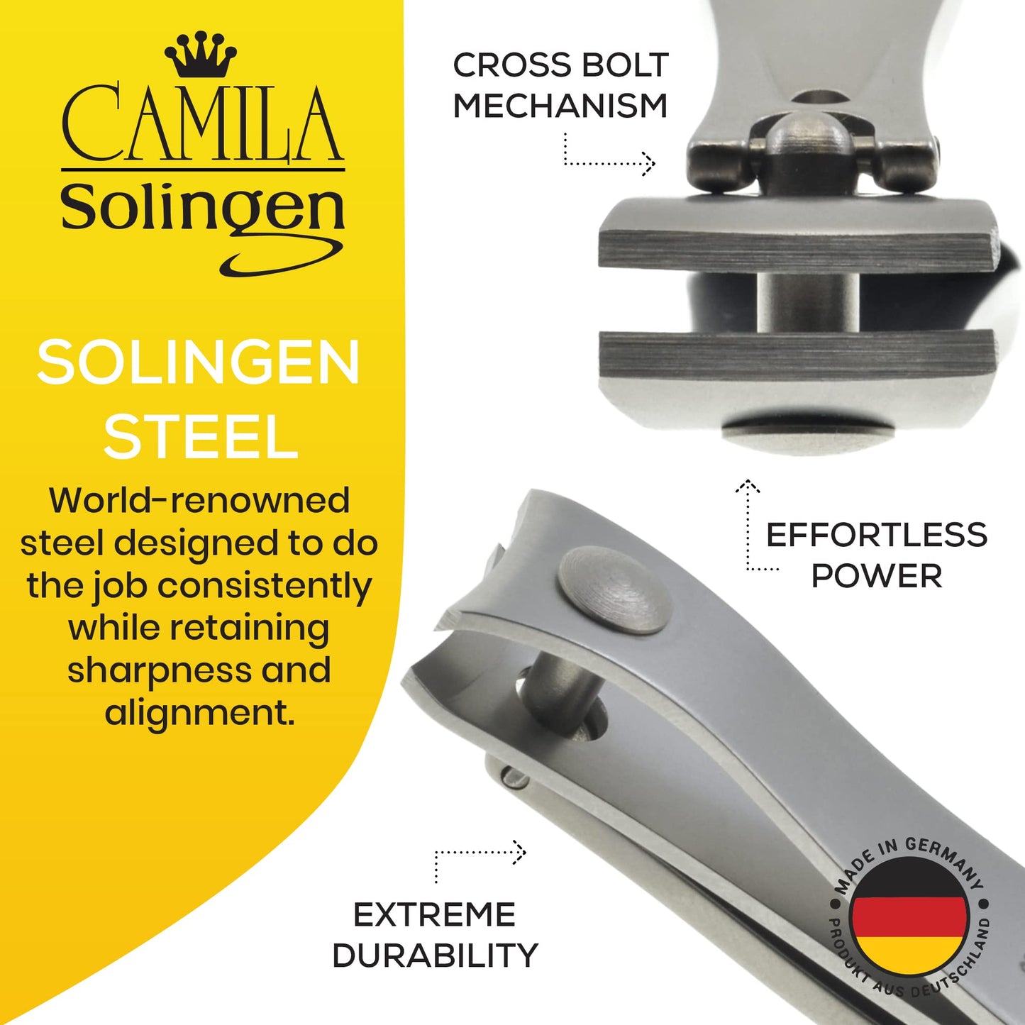 Camila Solingen CS15 3" Fingernail Clipper and Toenail Clipper for Manicure and Pedicure - Professional Nail Clippers with Precision Super Sharp Beauty & Personal Care Camila Solingen