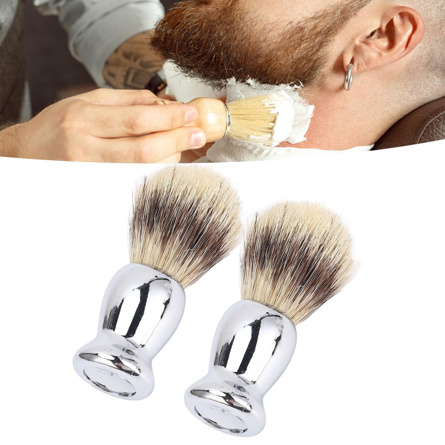 2Pcs Shaving Brush for Men, Long Soft Dense Brush Hair with Handle for Foaming Cream and Beard Shaving Beauty and Personal Care Miriam Song