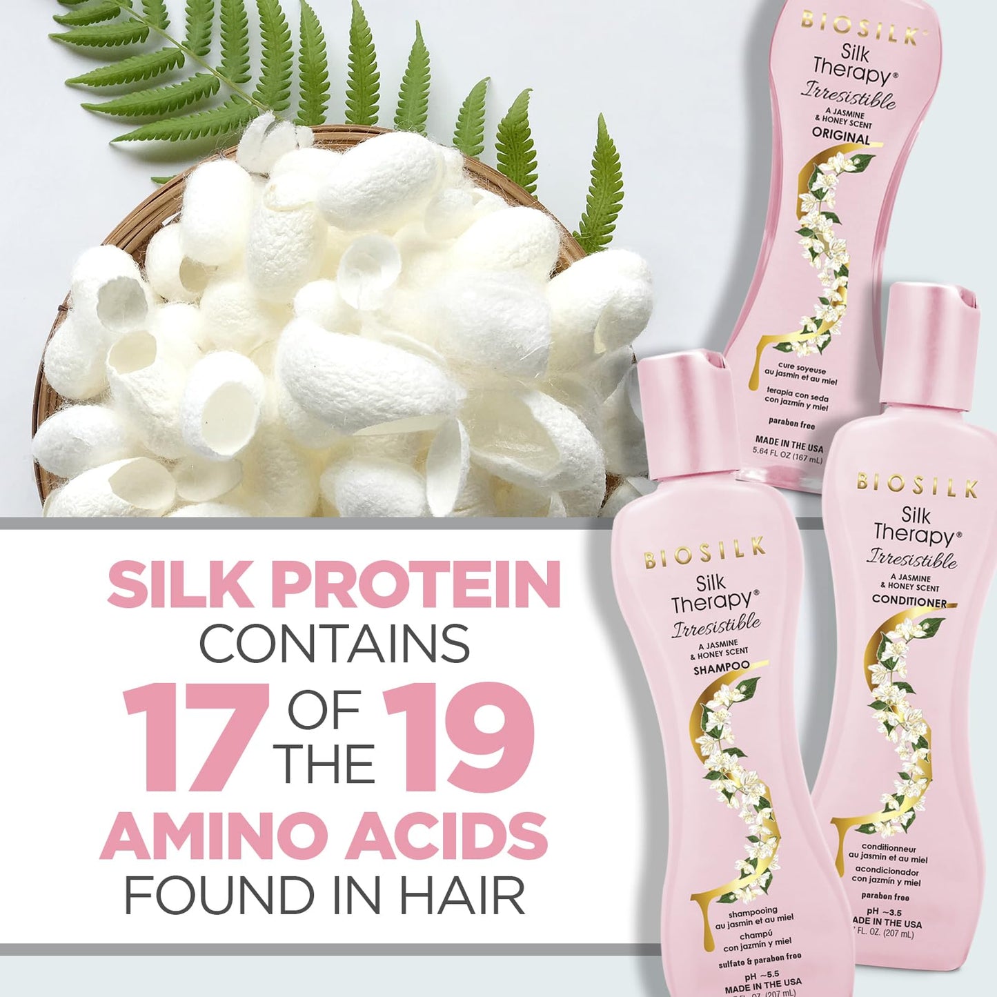 BioSilk Irresistible Trio Kit, Shampoo, Conditioner & Reconstructing Treatment, Sulfate, Paraben & Cruelty-Free, 7 Oz + 7 Oz + 5.64 Oz (3 Products) Beauty & Personal Care BioSilk