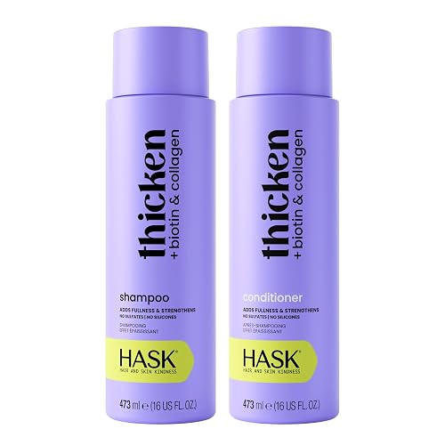 HASK Biotin & Collagan Shampoo + Conditioner Set | Color Safe, Sulfate-Free, Paraben-Free, Gluten-Free, Cruelty-Free | 16oz each, 2 Pack Beauty & Personal Care HASK