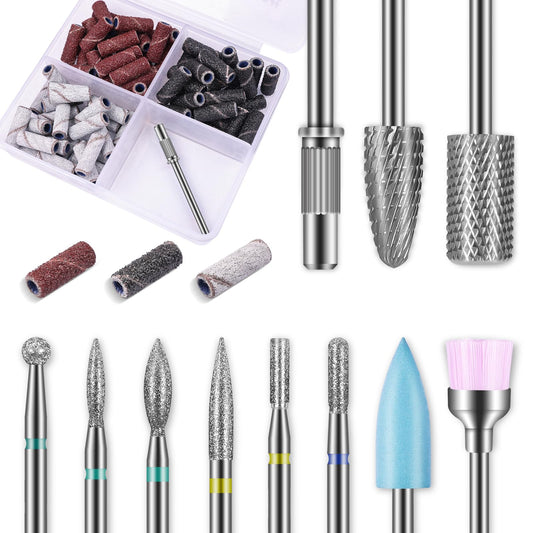 10pcs Carbide Nail Drill Bits Set: Professional Cuticle Bit for Efile Nail Drill with 75pcs Small Sanding Bands (#80#120#180) & Mandrel Bit Acrylic Beauty and Personal Care Depvko Default Title