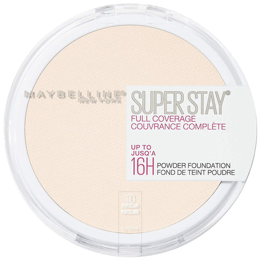 Maybelline Super Stay Full Coverage Powder Foundation Makeup, Up to 16 Hour Wear, Soft, Creamy Matte Foundation, Porcelain, 1 Count