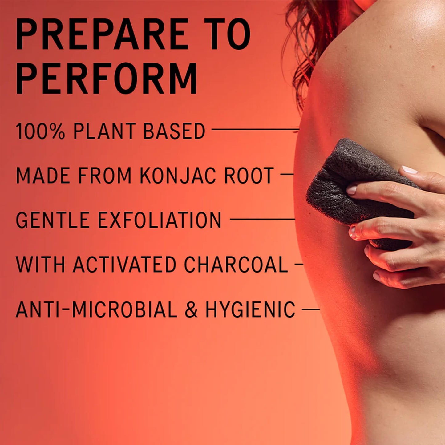 AKT The Konjac Sponge, Plant-Based Shower Sponge with Activated Charcoal, Exfoliating Body Sponge for Sensitive Skin, Natural, Shower Scrubber Beauty and Personal Care AKT
