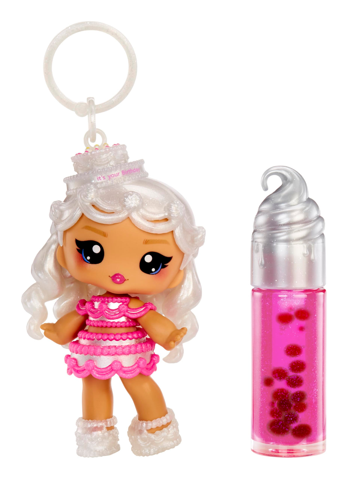 Yummiland Lip Gloss Doll: Sour Sweeties - Misty Cakes Includes DIY Lip Gloss + Removable Keychain, Cosmetic Play, Collectible, Ages 4+