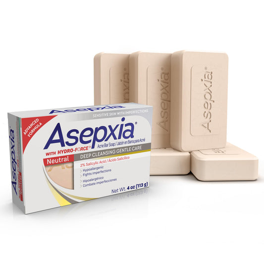Asepxia Acne Treatment Neutral Hypoallergenic Bar Soap | 2% Salicylic Acid Cleanser, Removes Impurities & Excess Oil, Soothes Skin with Natural Beauty & Personal Care Asepxia