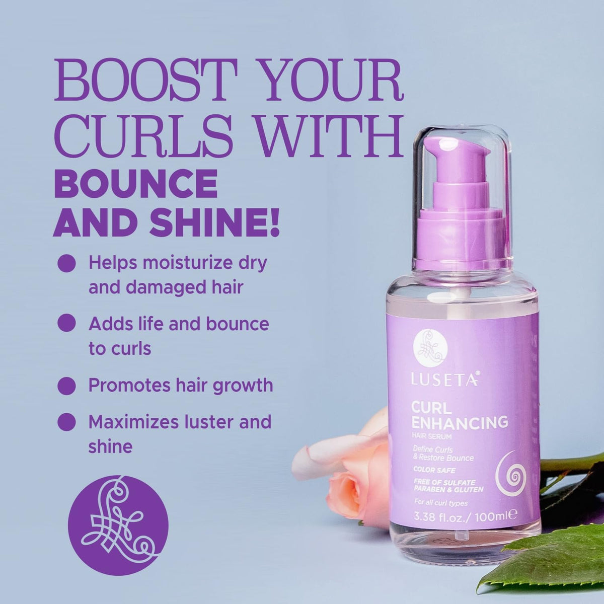Luseta Curl Enhancing Hair Oil, Anti-Frizz Serum for Curly Hair, 3.38 oz