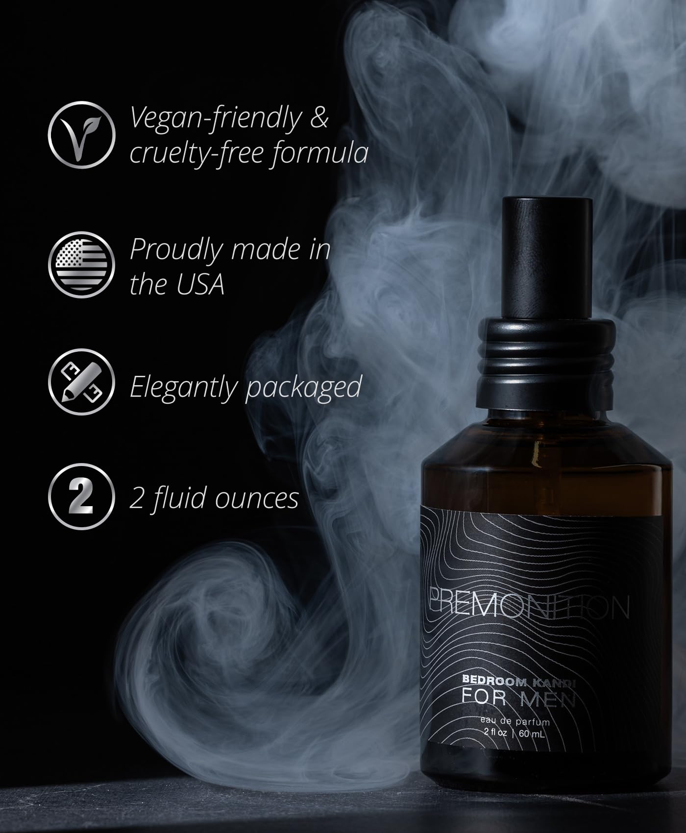 Bedroom Kandi for Men Premonition Pheromone-Enhanced Eau de Parfum Spray 2 oz (60 ml) - Citrus, Neroli & Cedarwood Fragrance - Long-Lasting Cologne Beauty & Personal Care Kandi