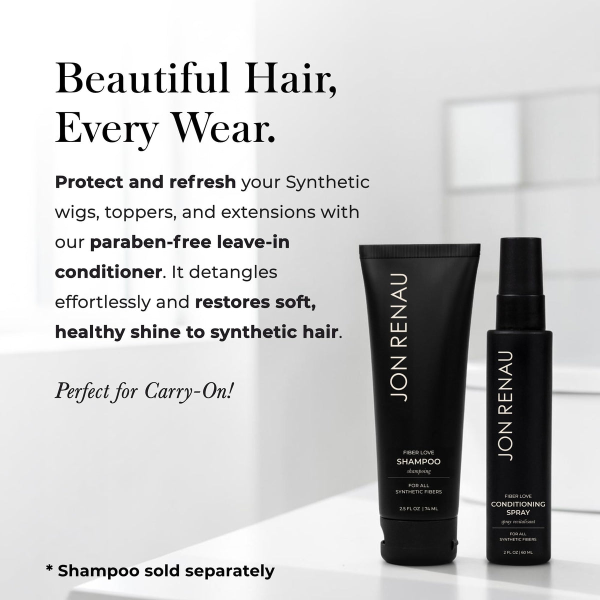 Jon Renau Conditioning Spray for Synthetic Wigs, Leave-In Conditioner for Wigs, Toppers & Hair Extensions, 2 Ounce