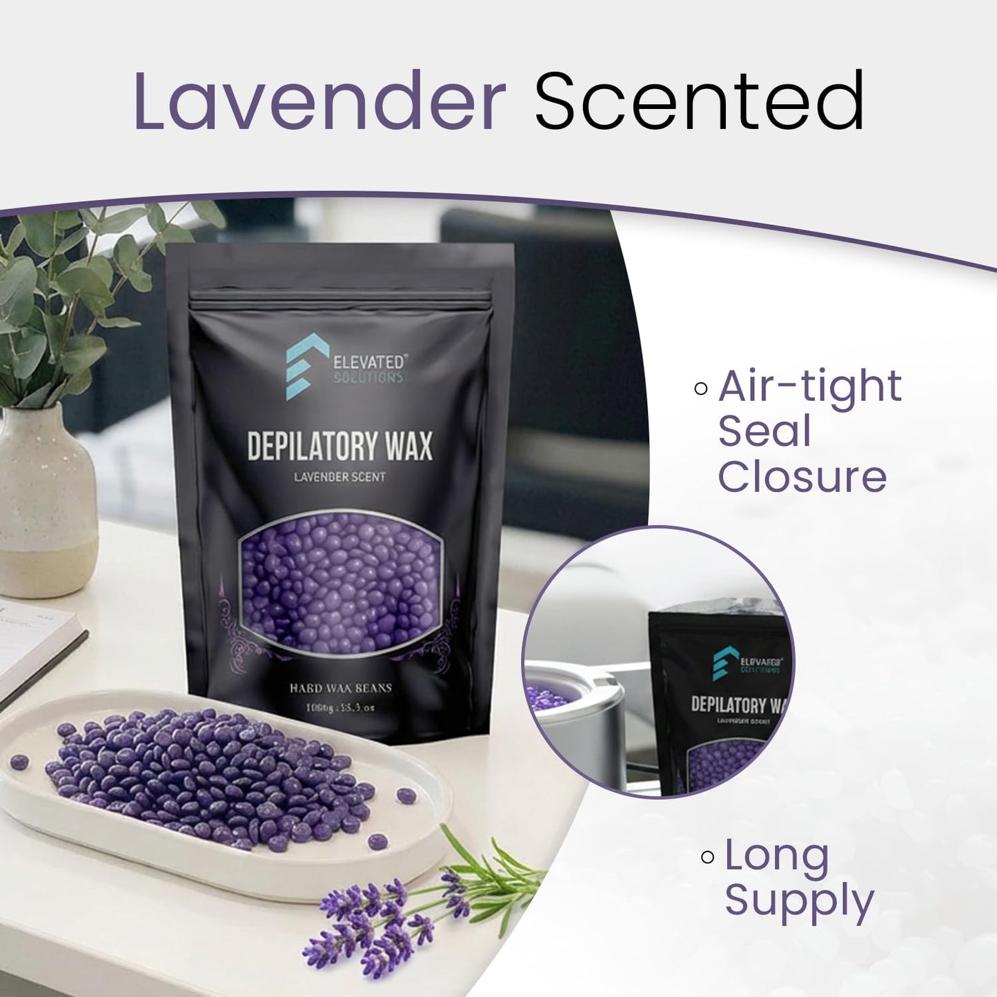 Elevated Solutions Hard Wax Beads for Hair Removal, Soothing Depilation Wax for Sensitive Skin, 35 oz (1000 gr) Beauty and Personal Care Elevated Solutions