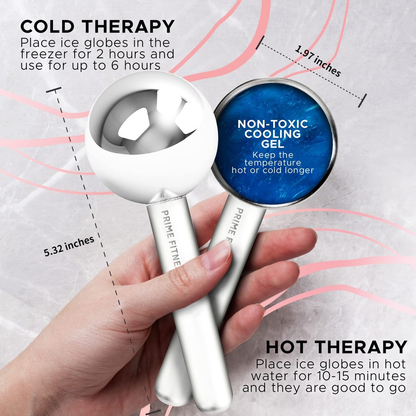 Ice Globes for Facials, Unbreakable Steel Cooling Roller, Cryo Sticks for Face, Massager for Face, Neck & Eyes, Skin Care for Dark Circles, Puffiness Beauty & Personal Care PRIME Fitness