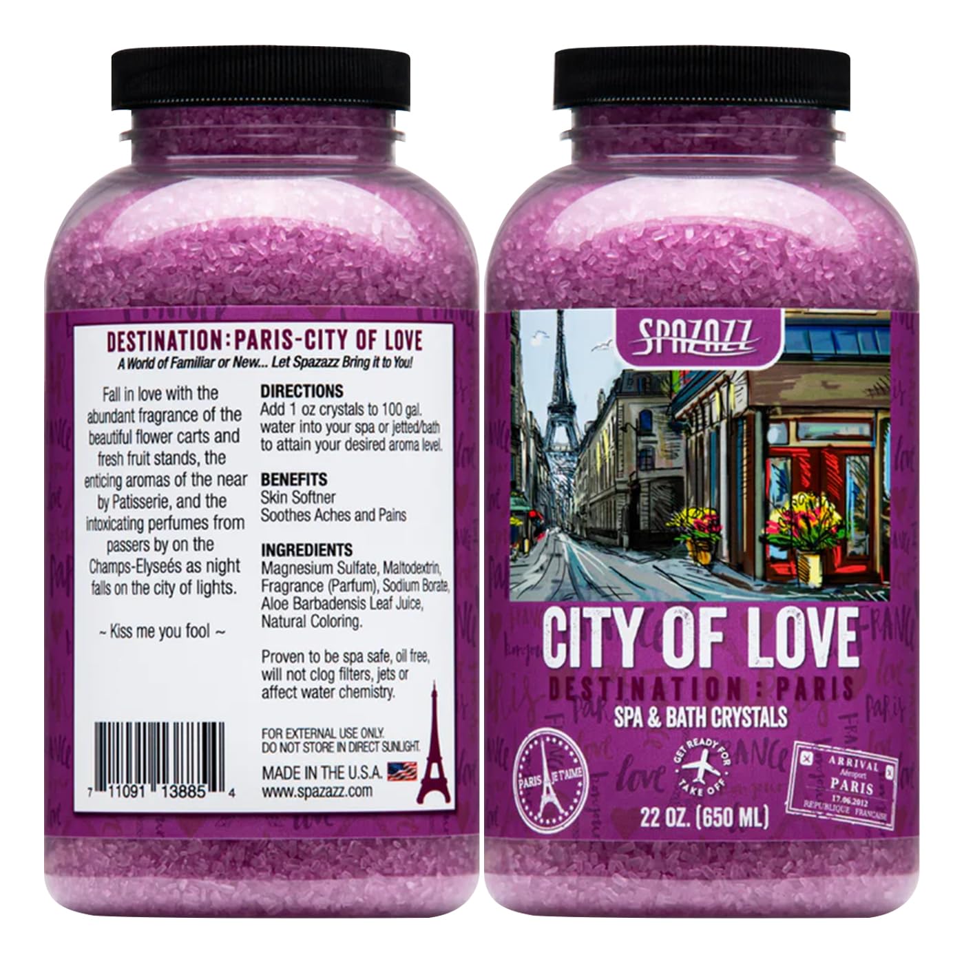 Spazazz SPZ-301 Love & Romance in Paris Hot Tub Scent & Fragrance - Couples Spa Gift - Destination Bath Salt Crystals 22 oz Beauty and Personal Care Spazazz