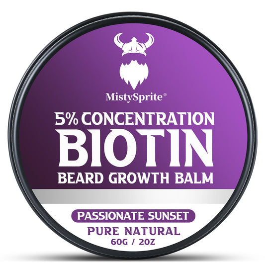 Beard Balm?5% Concentration Biotin Beard Balm for Men (2 oz) - Natural Mens Beard Oil with Castor Oil?Argan Oil, Jojoba Oil and Vitamin,Thickening Beauty and Personal Care MistySprite