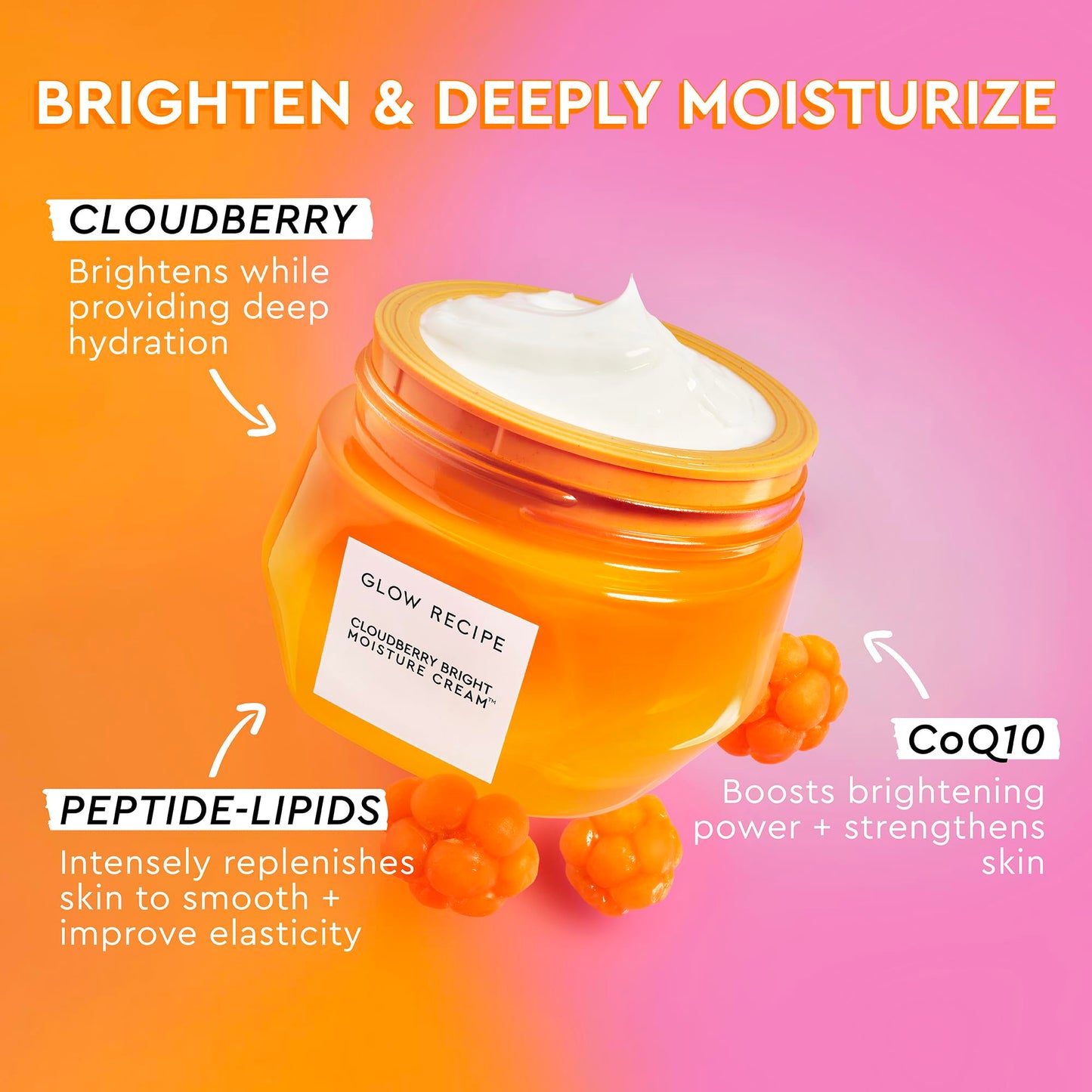 Glow Recipe Cloudberry Refillable Face Cream - Ultra Moisturizing Korean Face Cream for Women with CoQ10, Multi Peptides, and Vitamin C to Brighten Beauty & Personal Care Glow Recipe