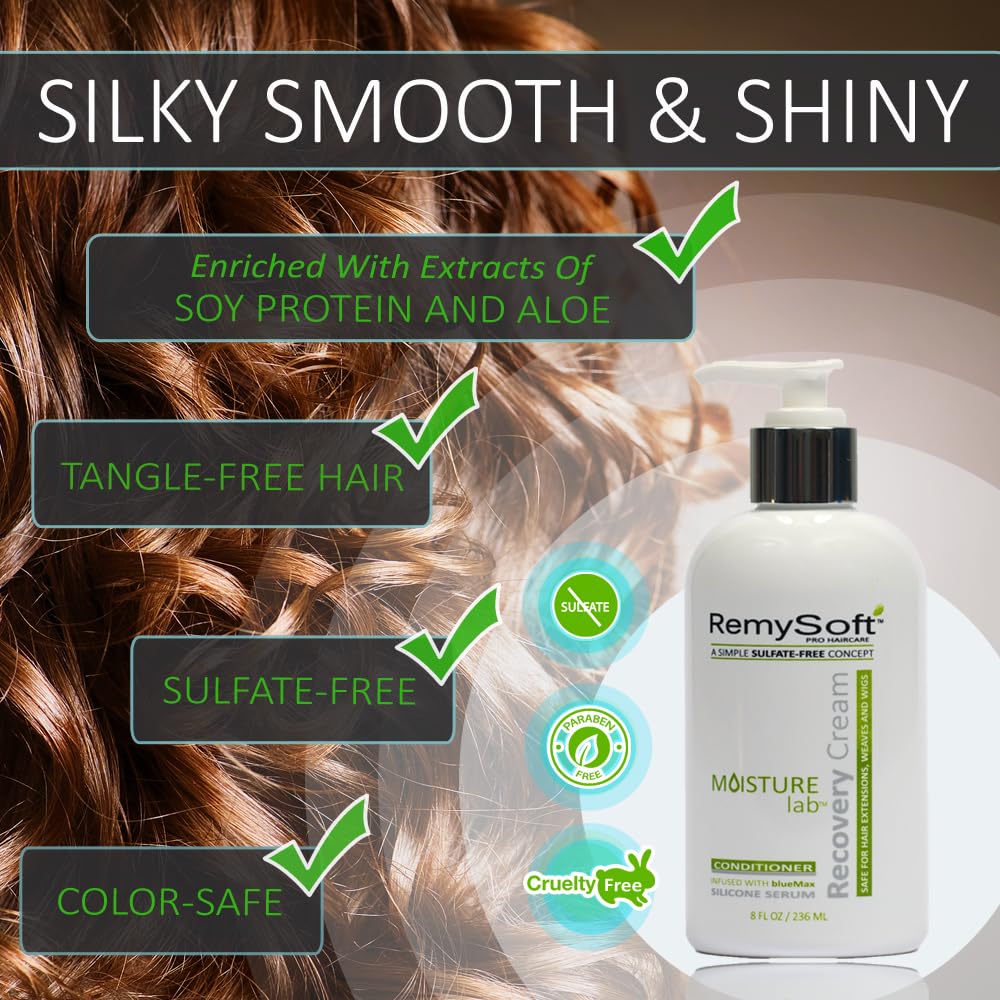 RemySoft Moisturelab Rapid Renewal System - Safe for Hair Extensions, Weaves and Wigs - Salon Formula Shampoo, Conditioner & Leave-In Conditioner Beauty & Personal Care RemySoft
