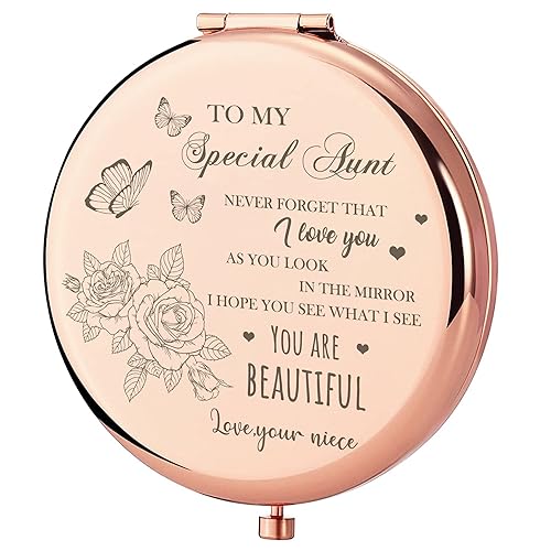 GAOLZIUY Compact Mirror, Rose Gold, 2.5 Inch Diameter, 7 cm L x 6.5 cm W, Luxury Gift for Aunt, Mother, Wedding, Christmas Beauty & Personal Care GAOLZIUY