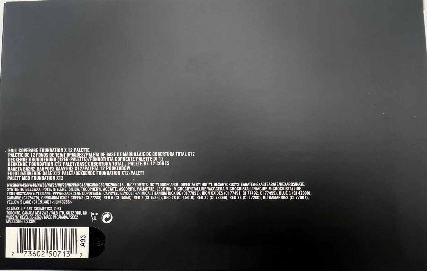 MAC Full Coverge Foundation x 12 Pro Palette - 1 oz / 30 g Beauty & Personal Care MAC