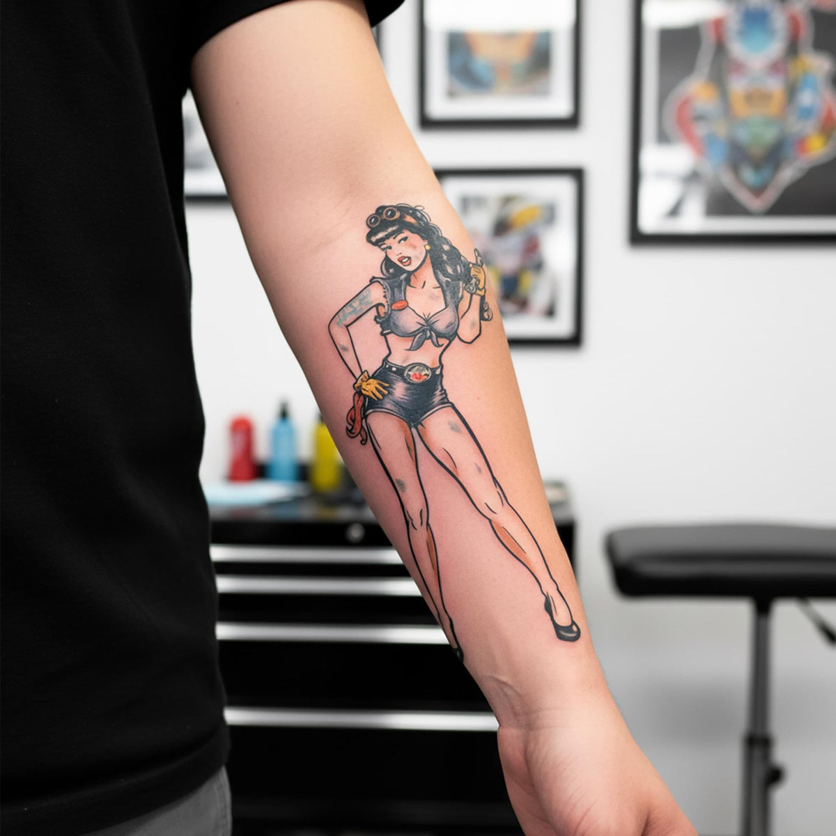 Tinsley Transfers Mechanic Pin Up Temporary FX Tattoo