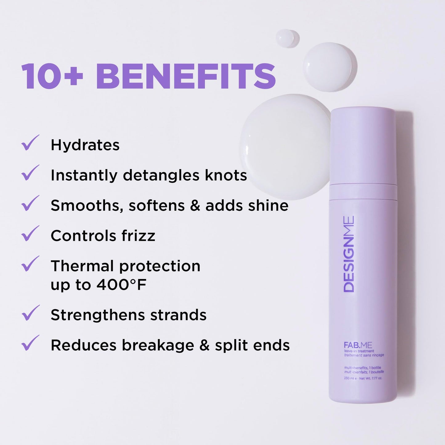 FAB.ME Leave-In Conditioner Spray by Design.Me - Adds Shine, Detangles, Frizz Control - UV & Heat Protection - Color Safe - Reduces Breakage & Blow Beauty & Personal Care Design.Me