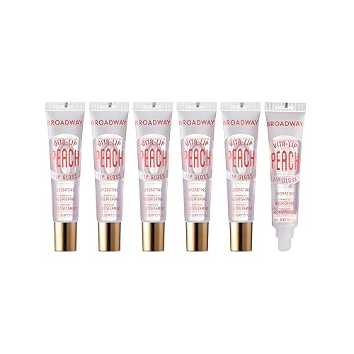 Ruby Kisses Broadway Vita-Lip Clear Lip Gloss (Peach 6 Pack), Ultra-Hydrating & Soothing Formula with Vitamin Oils, High-Shine Non-Sticky Finish Beauty & Personal Care Ruby Kisses