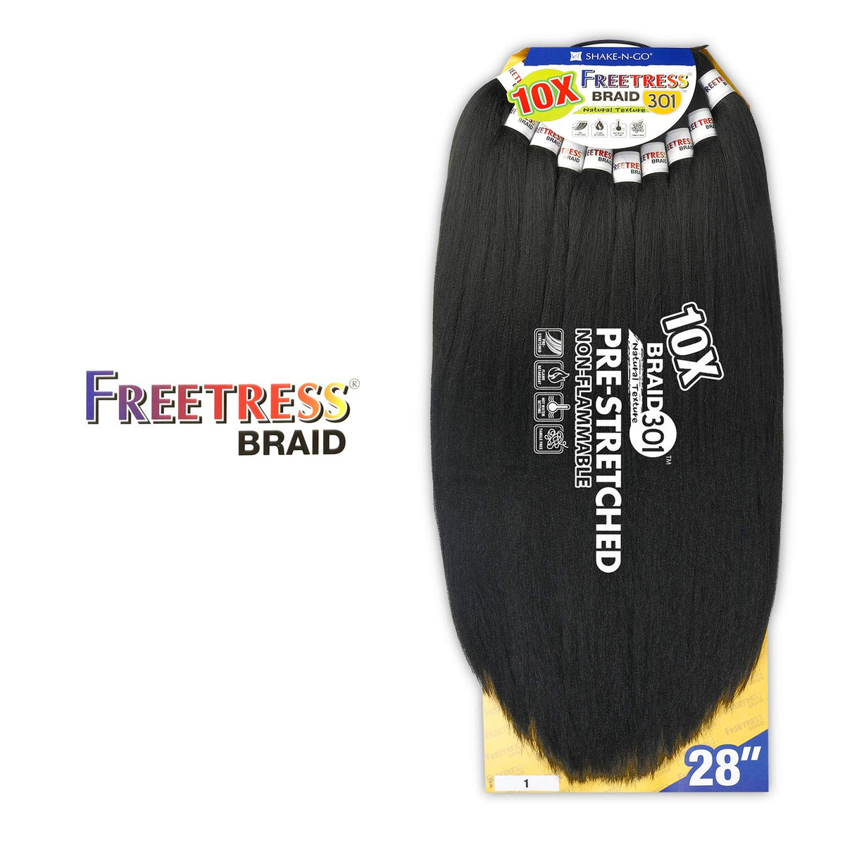 Freetress Synthetic Braid - 10X BRAID 301 28 (1 Jet Black)